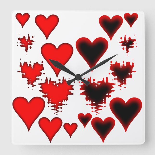 Hearts Square Wall Clock (Front)