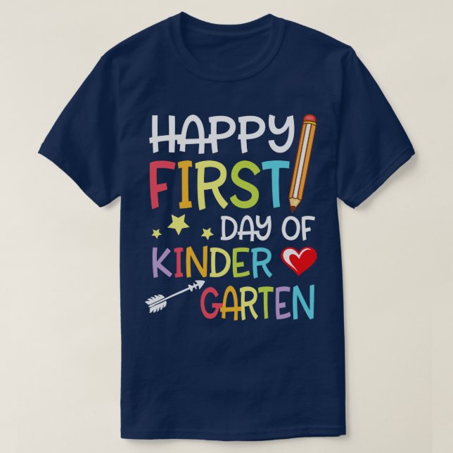 Hearts Stars Arrow Student Happy First Day Of Kind T-Shirt (Design Front)