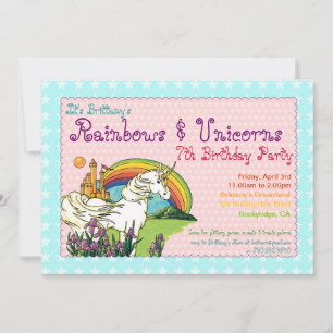 Hearts Stars Rainbow and Unicorns Invitation