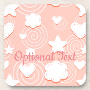 Hearts, Stars & Swirls of Pink Breeze Coaster