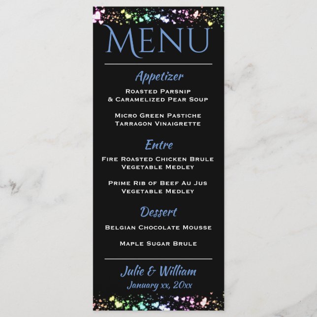 Hearts & Stars - Wedding Menu Card (Front)