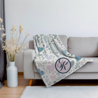 Hearts, Starts and Sage Leaves Sherpa Blanket