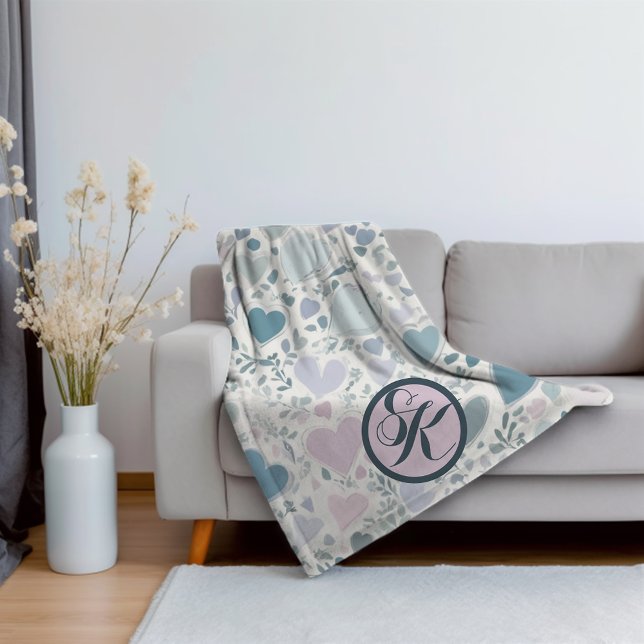 Hearts, Starts and Sage Leaves Sherpa Blanket (Creator Uploaded)