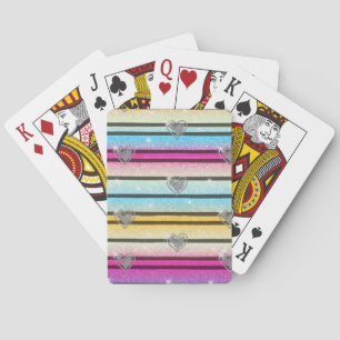 Hearts, Stripes and Sparkles Playing Cards