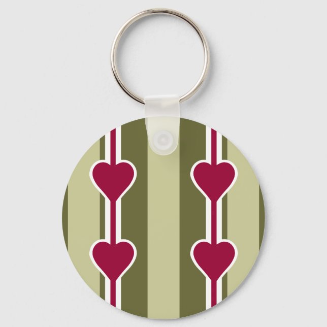 Hearts & Stripes key chain, customisable Ring (Front)