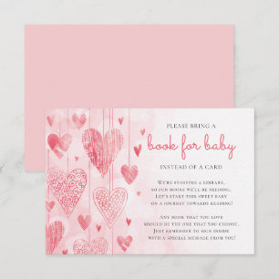 Hearts Sweetheart Shower Book for Baby Enclosure Card