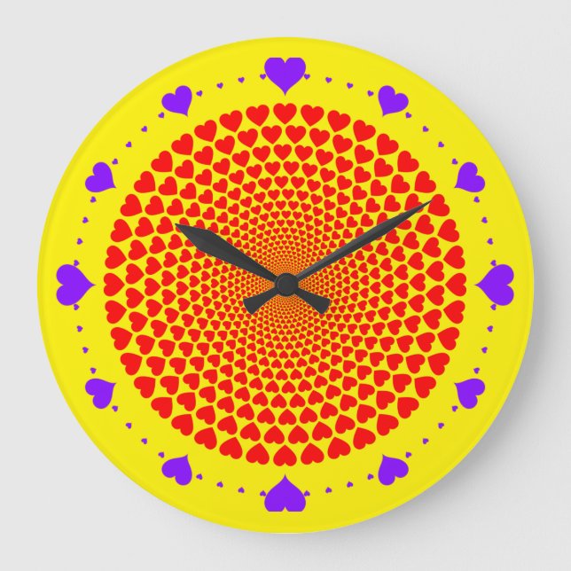 Hearts Symbols Red Mandala Pattern-25870 Large Clock (Front)