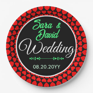 Hearts Symbols Red Mandala Pattern-25870 Paper Pla Plate