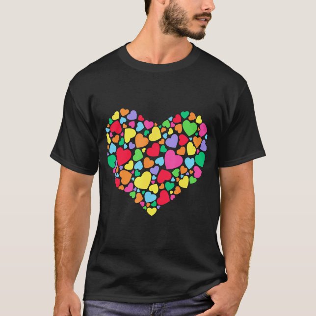 Hearts T Shirt Kids School Valentines Day Girls Bo (Front)
