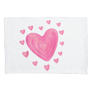Hearts T Shirt Kids School Valentines Day Girls Bo Pillowcase