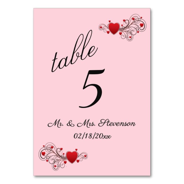 Hearts Table Number (Front)