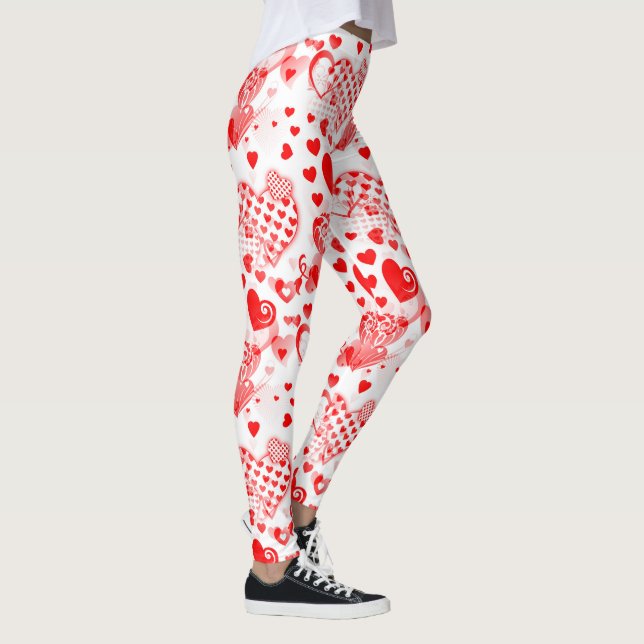 Hearts Tattoo seamless pattern + your ideas Leggings (Right)