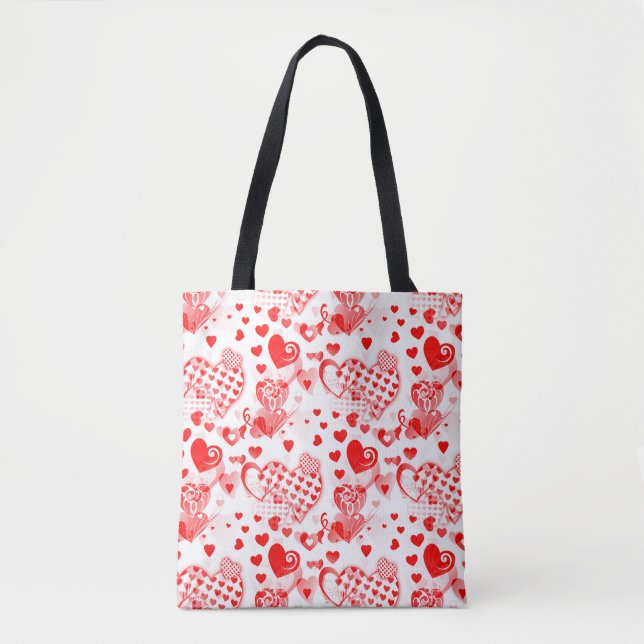 Hearts Tattoo seamless pattern + your ideas Tote Bag (Front)