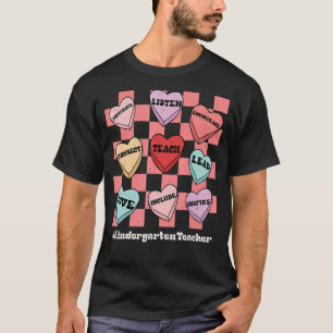 Hearts Teacher Love Inspire Kindergarten Teacher V T-Shirt