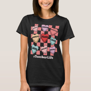 Hearts Teacher Love Inspire Teacher Life Groovy Va T-Shirt