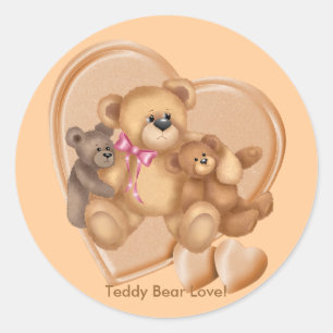 Hearts Teddy Bear Love Classic Round Sticker
