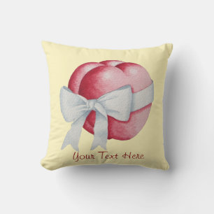 hearts tied with white ribbon bow art design cushion