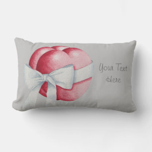 hearts tied with white ribbon bow art design lumbar cushion