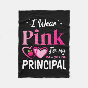Hearts Together I Wear Pink For My Principal Breas Fleece Blanket