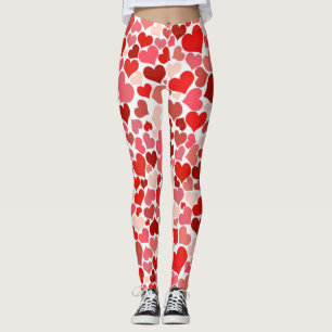 Hearts Toss All Over Red Pink Women's Comfortable Leggings