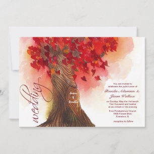 hearts tree wedding invitation