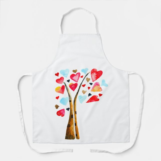 Hearts tree whimsical valemtines apron (Front)