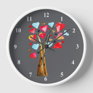 Hearts tree whimsical valemtines clock