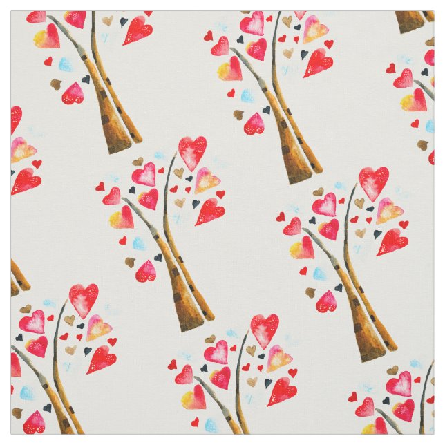 Hearts tree whimsical valemtines fabric (Swatch)