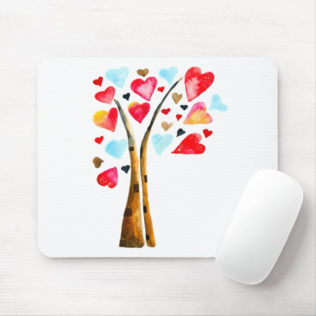 Hearts tree whimsical valemtines mouse pad (With Mouse)