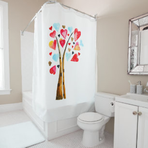 Hearts tree whimsical valemtines shower curtain
