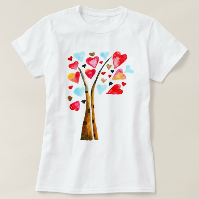 Hearts tree whimsical valemtines T-Shirt (Design Front)
