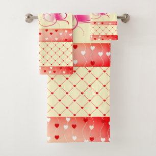 Hearts Trendy Bath Towel Set