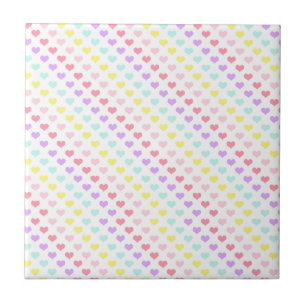 Hearts Unicorn Rainbow Colours Valentines Day Ceramic Tile