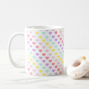 Hearts Unicorn Rainbow Colours Valentines Day Coffee Mug
