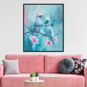 Hearts United Turquoise Birds Canvas Print