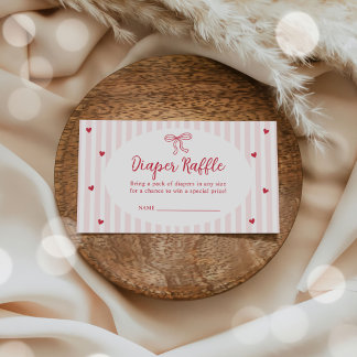 Hearts Valentine Baby Shower Diaper Raffle Tickets Enclosure Card