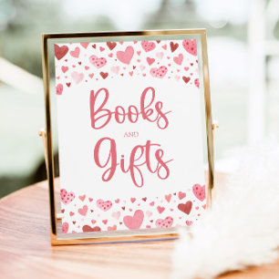 Hearts Valentine Books and Gifts Baby Shower Sign