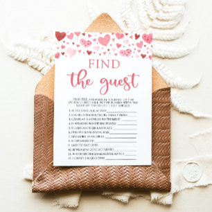 Hearts Valentine Find The Guest Baby Shower Game Invitation