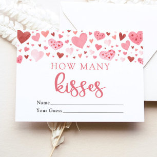 Hearts Valentine How Many Kisses Baby Shower Game Enclosure Card