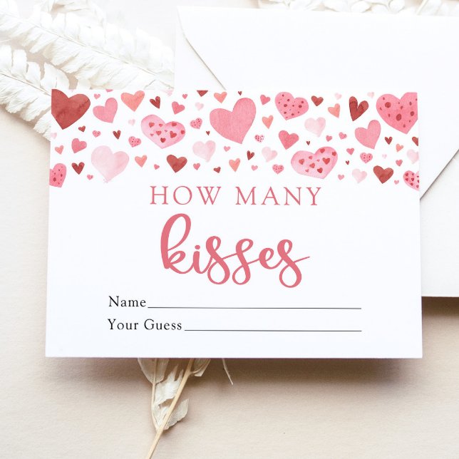 Hearts Valentine How Many Kisses Baby Shower Game Enclosure Card (Creator Uploaded)