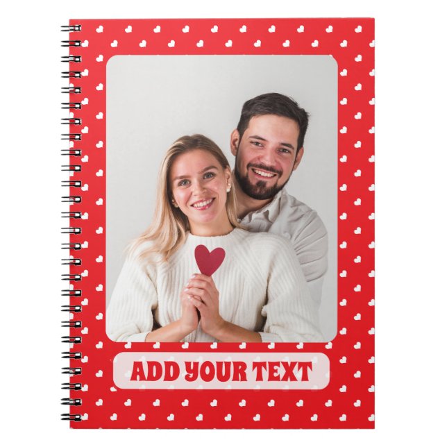Hearts  Valentine’s Day Modern Love Pattern Photo Notebook (Front)