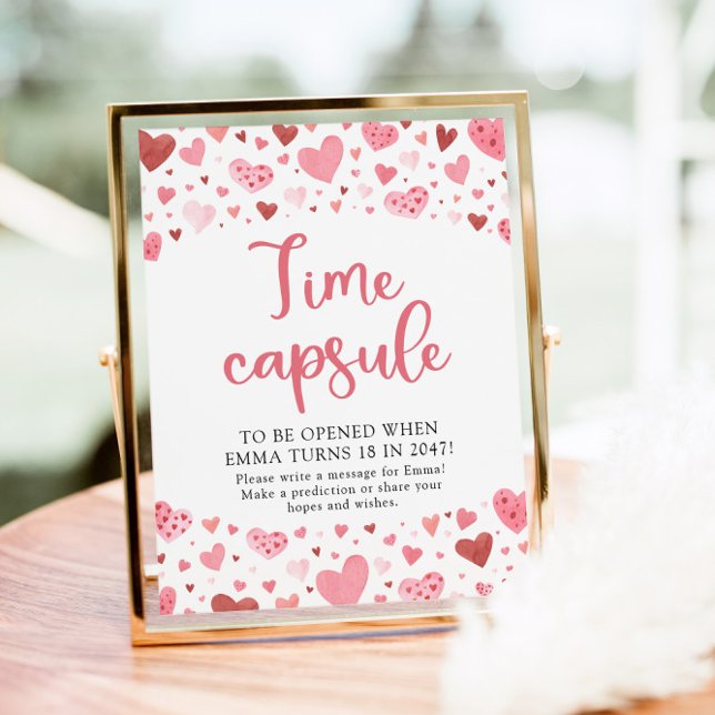 Hearts Valentine Time Capsule Baby Shower Sign (Creator Uploaded)