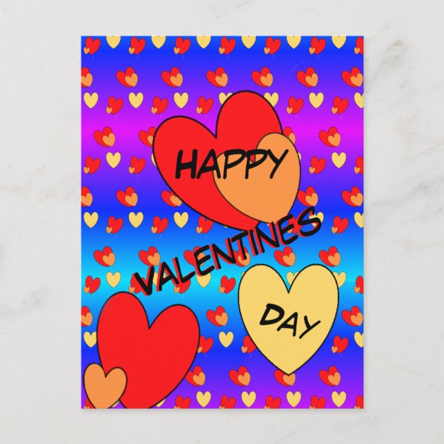 Hearts Valentines Day Cust. BG Colour Postcard (Front)