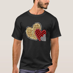 Hearts Valentines Day Leopard Plaid Love  Boys Gir T-Shirt