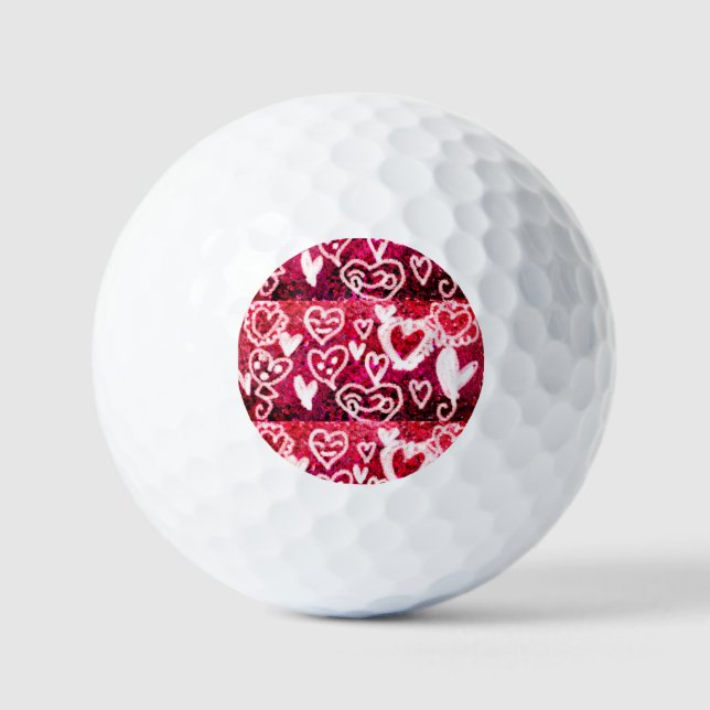 Hearts Valentines Day Mug Paper Cups Candy Jar Red Golf Balls (Front)