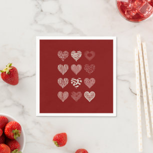Hearts Valentine's Day Nine Hearts Valentine Love Napkin