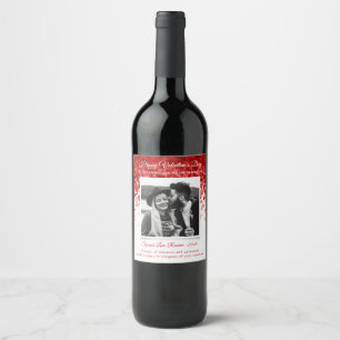 Hearts Valentines Day Photo Wine Label