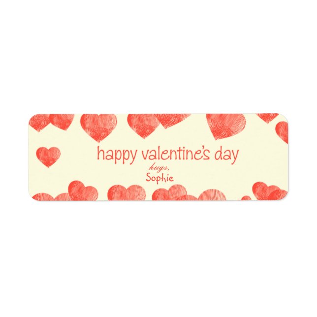 Hearts Valentine's Day Return Address Label (Front)