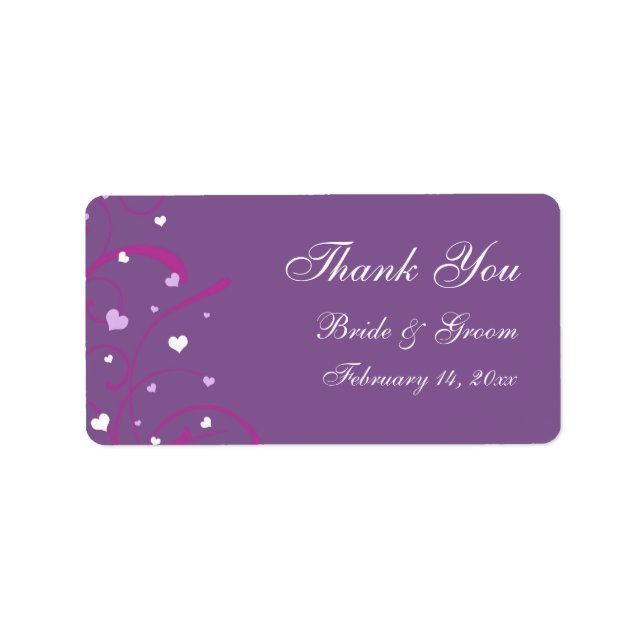 Hearts Valentine's Day Wedding Labels (Front)