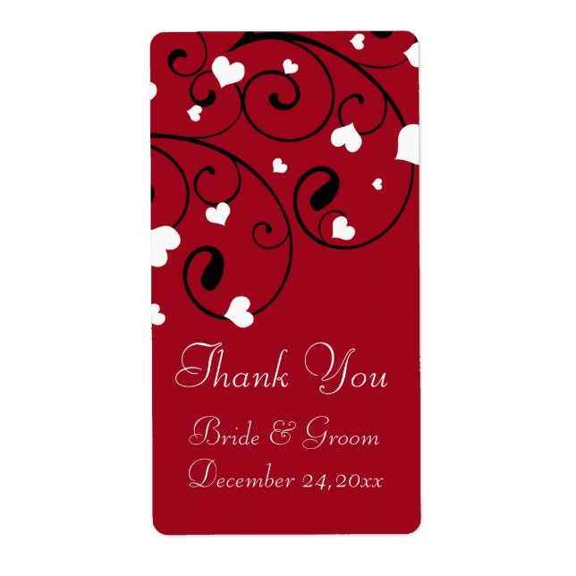Hearts Valentine's Day Wedding Labels (Front)